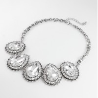 Ice Crystal Encrusted Waterdrop Statement Necklace